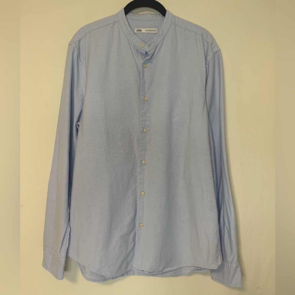 Zara Men's Blue Long Sleeve Button Down Shirt Size M
